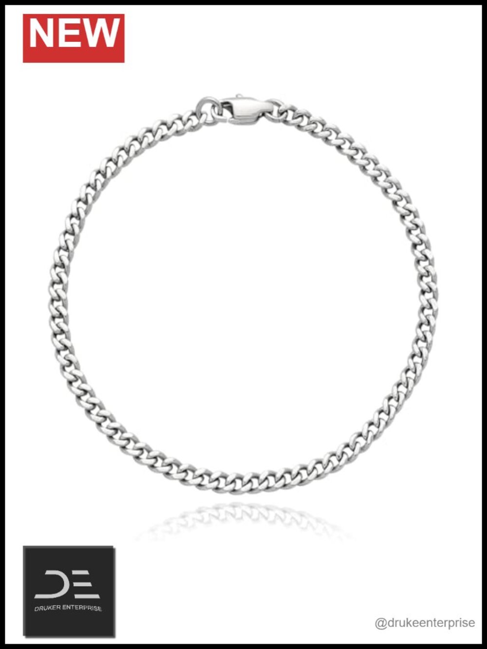 Solid 3.5mm Cuban Link Bracelet Pure Titanium Skin Friendly Unisex Jewelry Gift